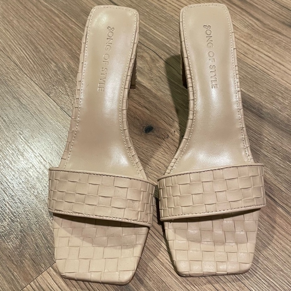 SONG OF STYLE | Arrow Heel Sandals in Nude 7.5